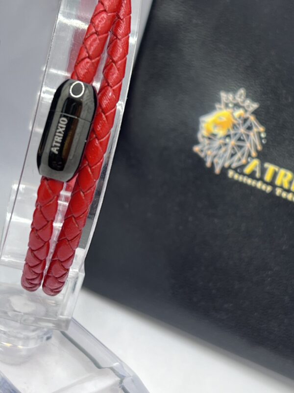 Red Leather Unisex Bracelet - Image 8