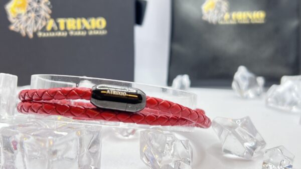 Red Leather Unisex Bracelet - Image 10