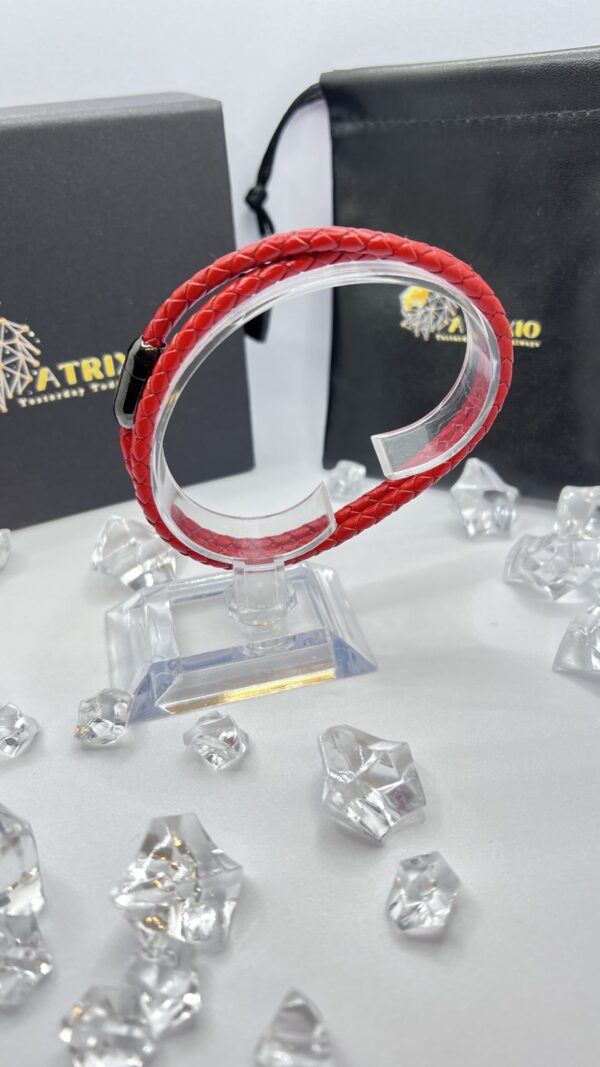 Red Leather Unisex Bracelet - Image 5