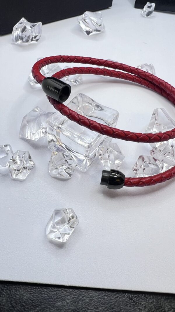 Red Leather Unisex Bracelet - Image 4