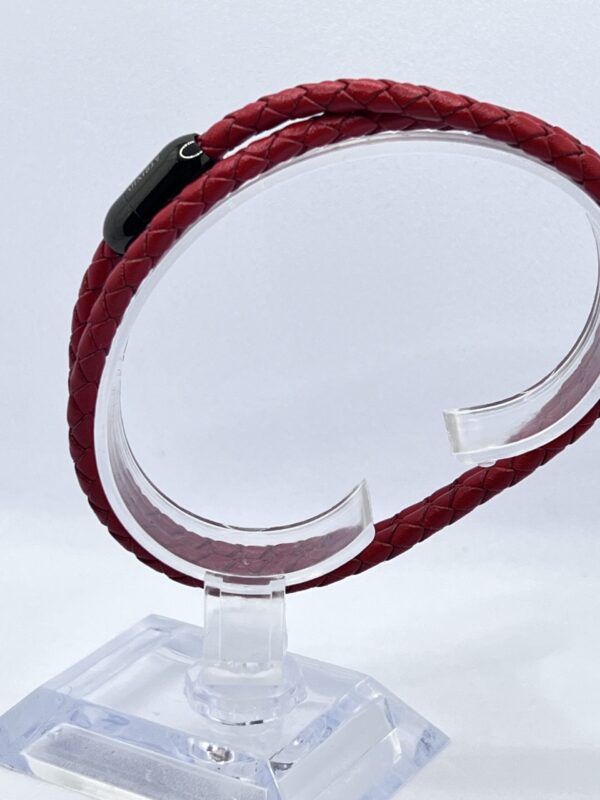 Red Leather Unisex Bracelet - Image 2