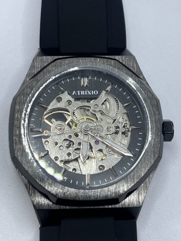 Black Atrixio Automatic Watch With Silicone Strap For Man - Image 4