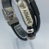 Men  Armani Leather Black Bracelet Braided Surfer Wristband  Bracelet Bangle Wrap Fashion