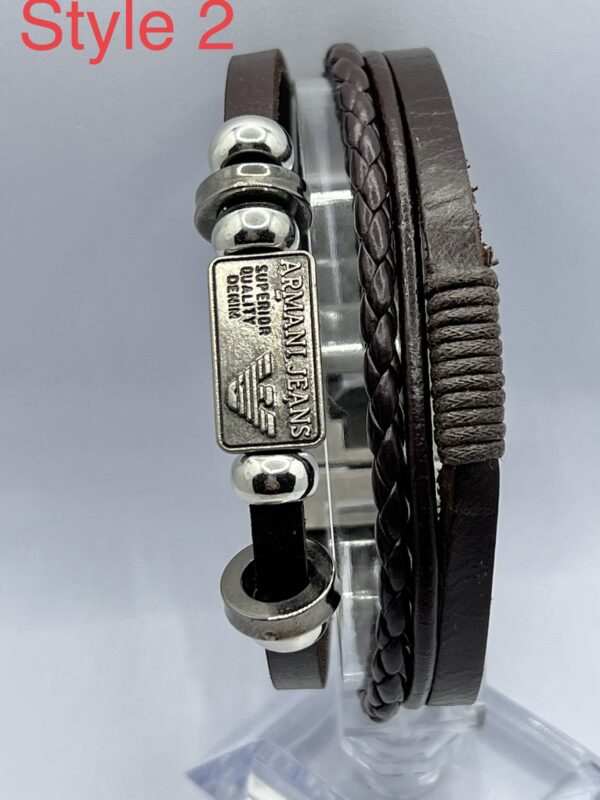 Men  Armani Jeans Leather Brown Bracelet Braided Surfer Wristband  Bracelet Bangle Wrap Fashion